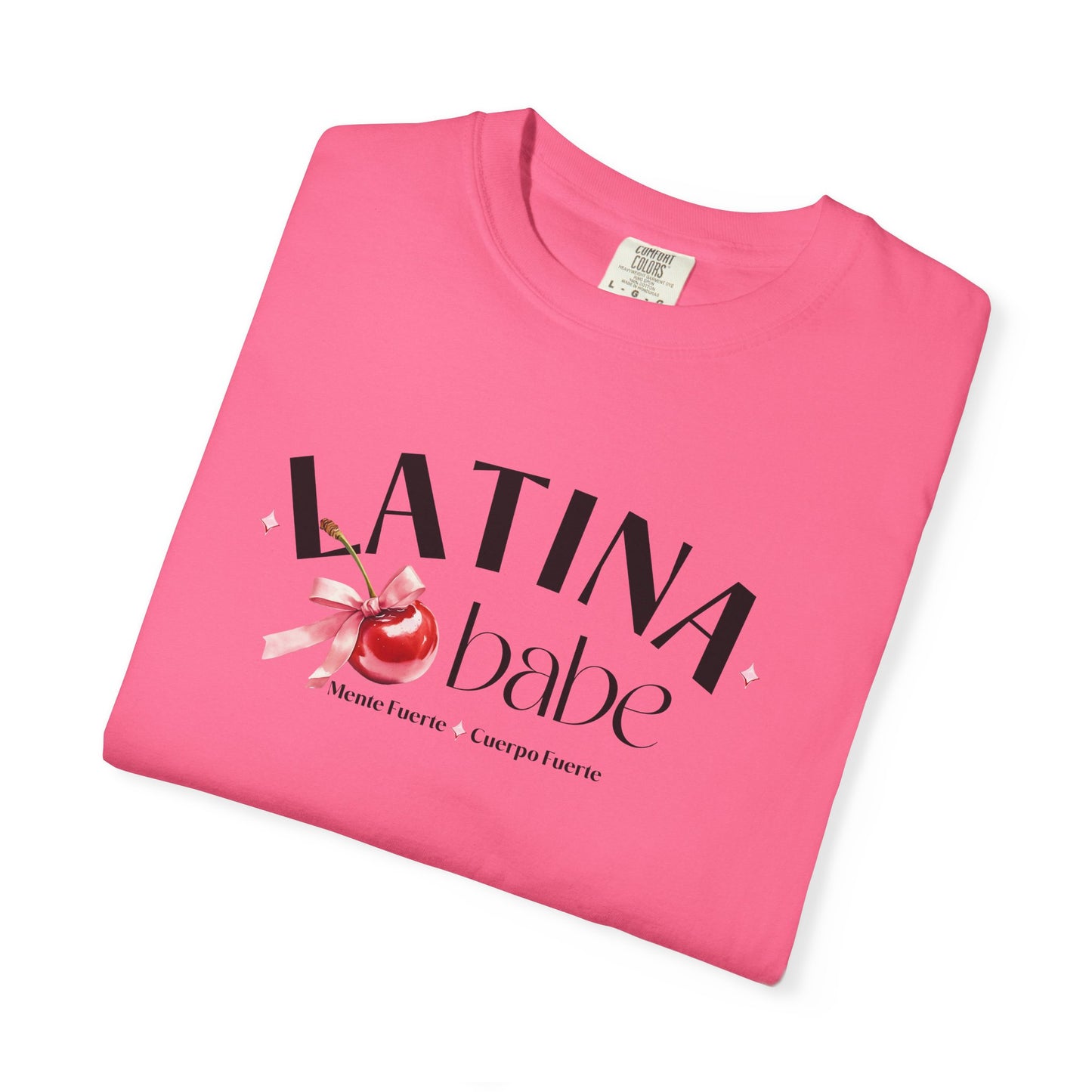Latina Babe Mente Fuerte Cuerpo Fuerte Tee - Cherry Design - Latina Muscle