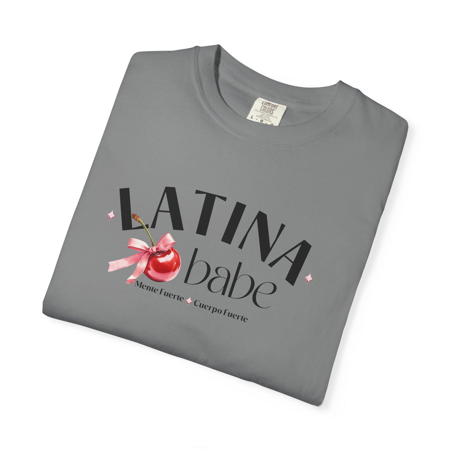 Latina Babe Mente Fuerte Cuerpo Fuerte Tee - Cherry Design - Latina Muscle