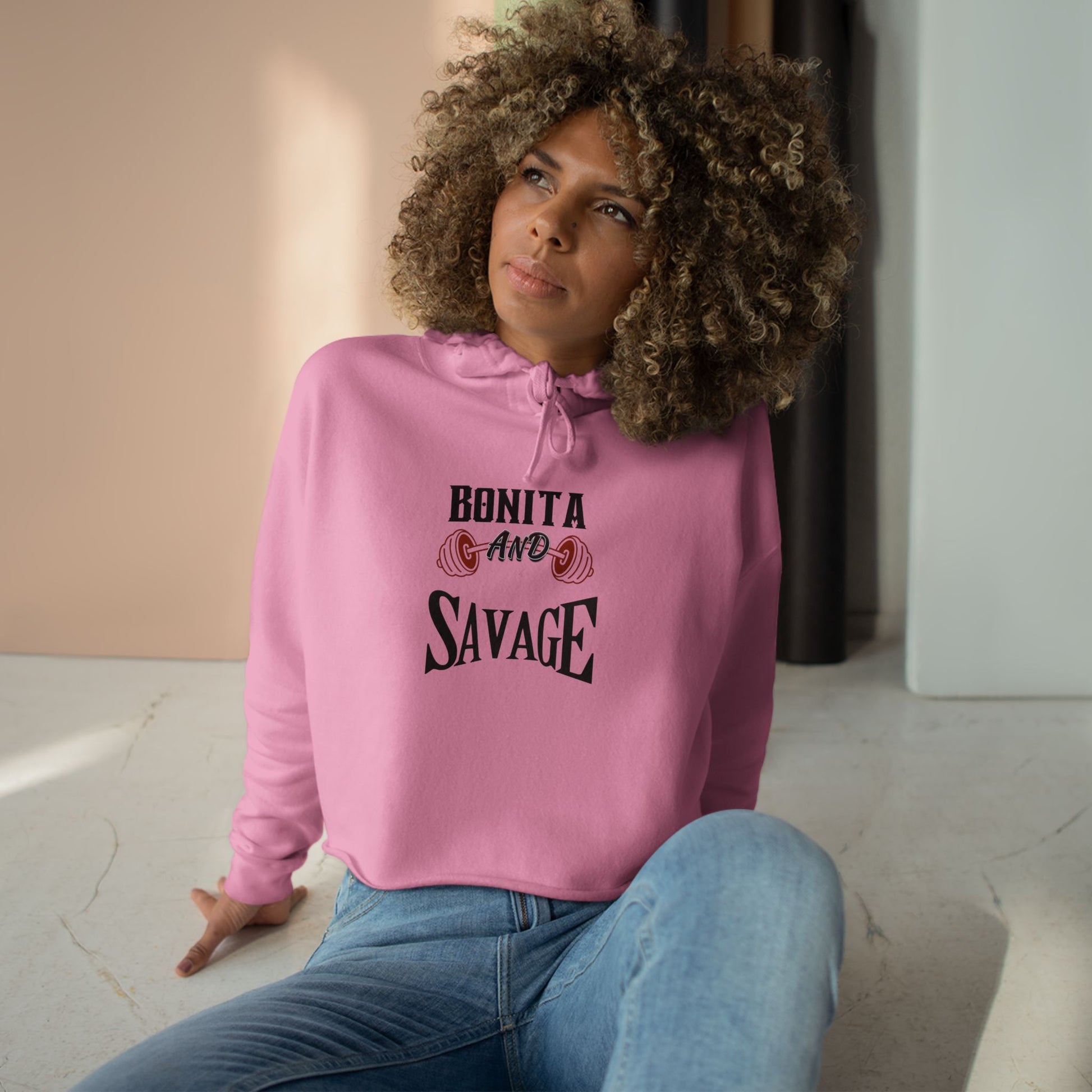 Bonita and Savage Crop Hoodie - Latina Muscle