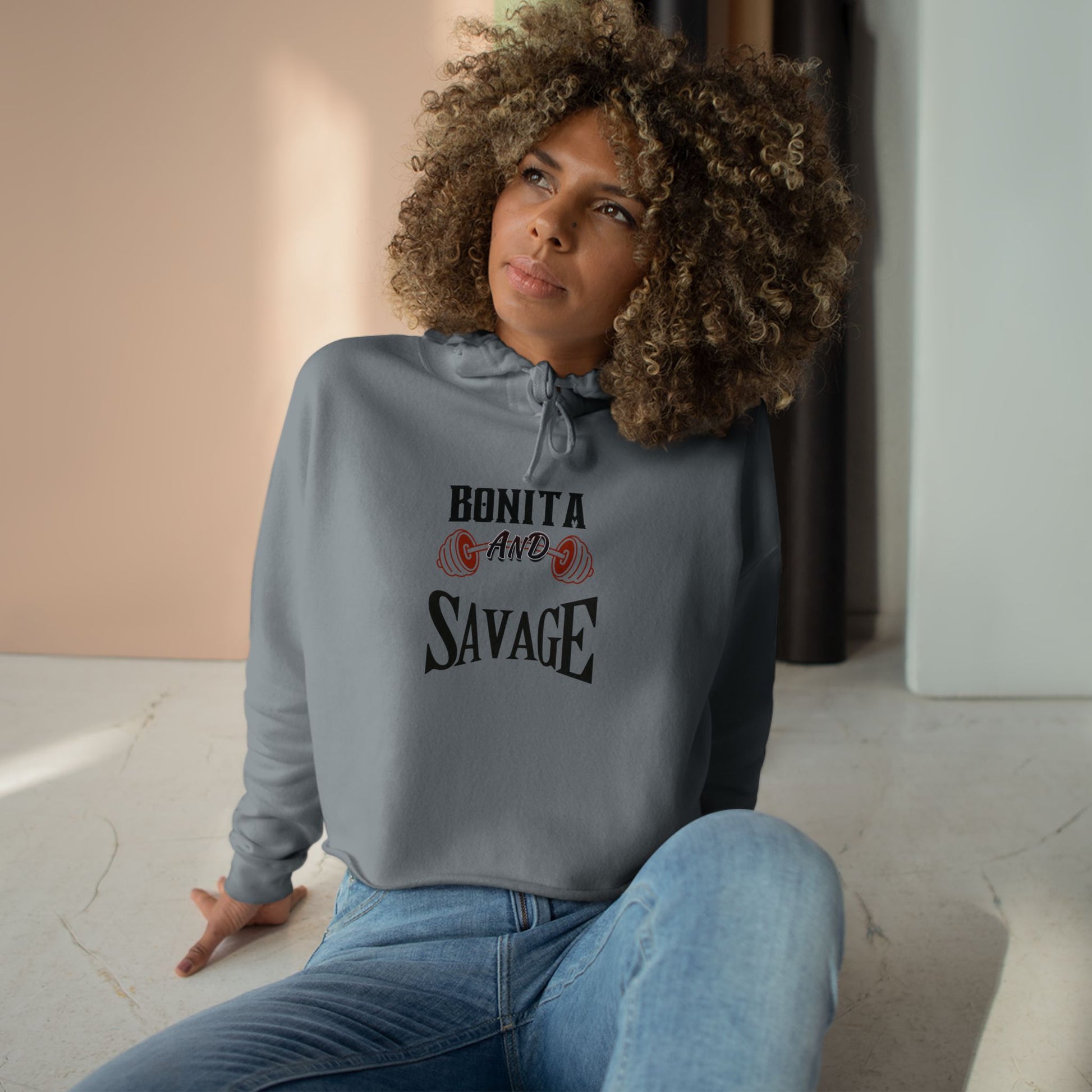 Bonita and Savage Crop Hoodie - Latina Muscle