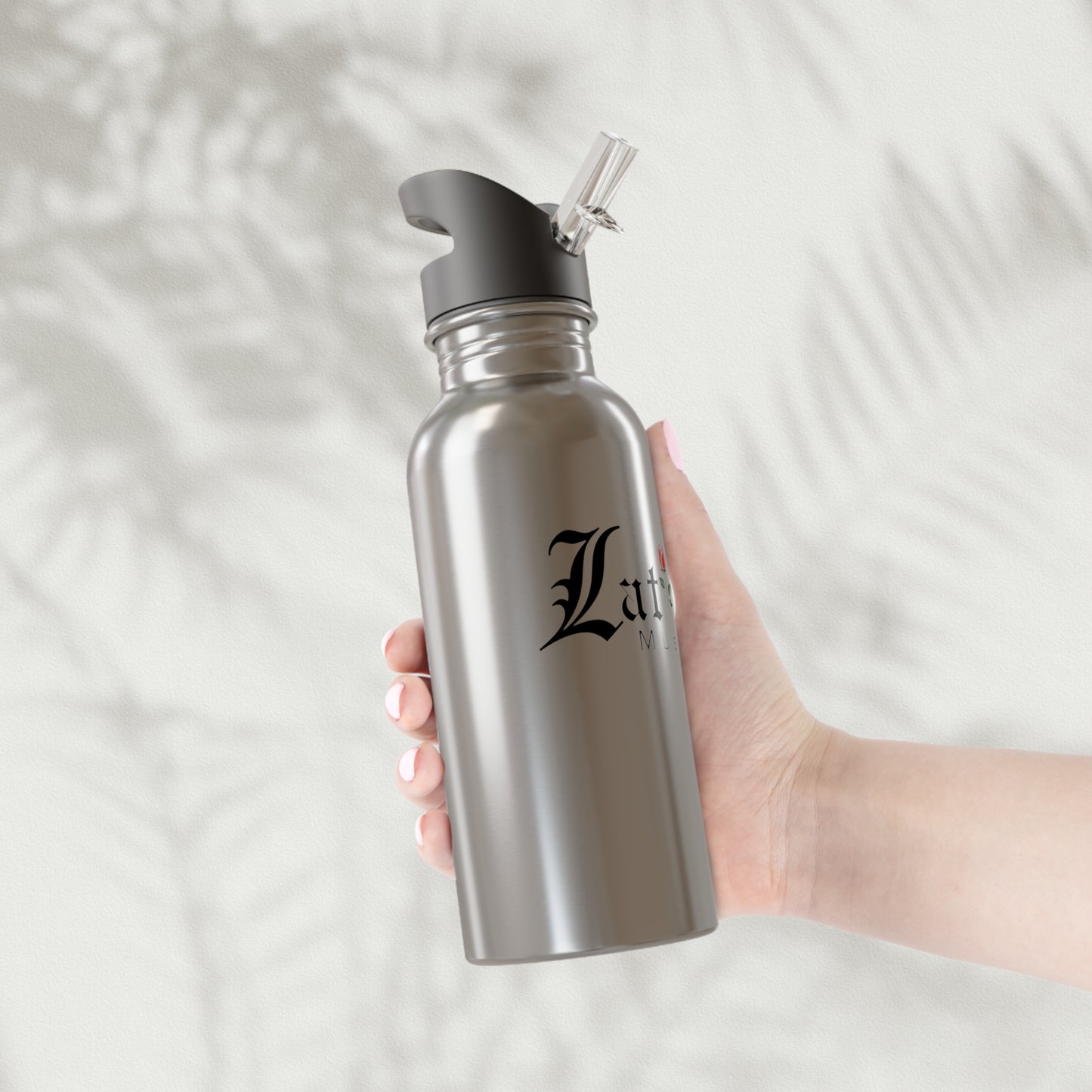 Latina Muscle Stainless Steel Water Bottle with Straw — 20oz
