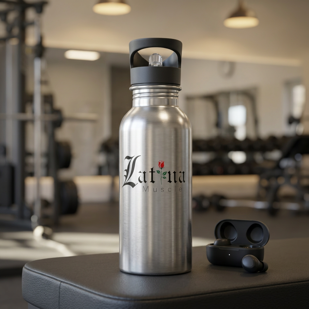 Latina Muscle Stainless Steel Water Bottle with Straw — 20oz