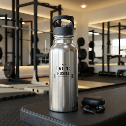 Latina Muscle - 20oz Stainless Steel Water Bottle with Straw