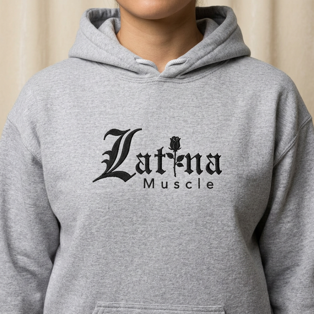 Latina Muscle Hoodie- Rose Design - Latina Muscle